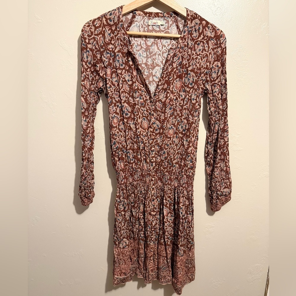 FAHERTY | Montara Long Sleeve Dress Merlot Bordeaux Floral Dress Women’s Size XS - Picture 3 of 15